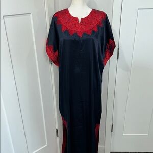 Langry  Nosa elegant  dark blue and Red Women’s Afkan dress. Satiny Lagen look